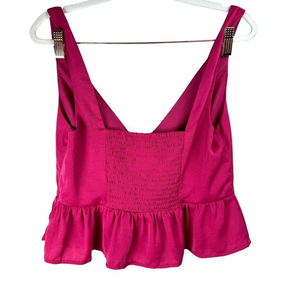 NWT Lulu's Magenta Barbie Pink Preppy Cutesy Corset Peplum Crop Top Medium - Picture 6 of 10